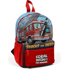 Coral High Minik Yuva Sırt Çantası Kırmızı Mavi Itfafiye Desenli Iki Bölmeli 33263
