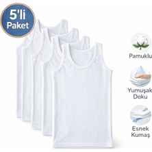 Hobins Sportswear & Company 5'adet Pamuklu Kız Çocuk Beyaz Atlet