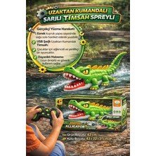 Toyfest Uzaktan Kumandalı Şarjlı Timsah Oyuncak Spreyli Su Oyuncağı Işıklı 42 cm Rc Timsah