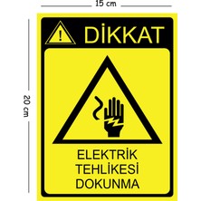 Mayeka Metal Dikkat Elektrik Tehlikesi Dokunma 15X20 cm Uyarı Iş Güvenliği Levhası
