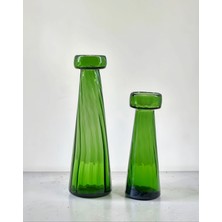 Felis Arte Handmade Cam Mumluk / Şamdan , Ikili Set , Dekoratif (Yeşil)