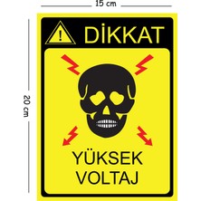 Mayeka Metal Dikkat Yüksek Voltaj 15X20 cm Uyarı Iş Güvenliği Levhası