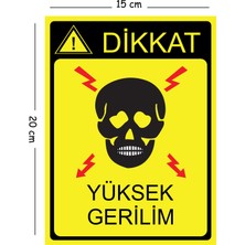 Mayeka Metal Dikkat Yüksek Gerilim 15X20 cm Uyarı Iş Güvenliği Levhası