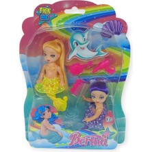 isiltikidsmoda 2'li Deniz Kızı Bebek Seti - Hareketli Eklemler ve Aksesuarlı -Sarı & Mor (Lisinya)