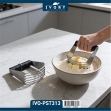 Ivory Paslanmaz Çelik Hamur Karıştırıcı – Ergonomik Tutma Saplı Hamur Kesici & Karıştırıcı