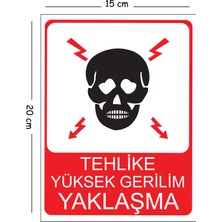 Mayeka Metal Tehlike Yüksek Gerilim Yaklaşma 15X20 cm Uyarı Iş Güvenliği Levhası