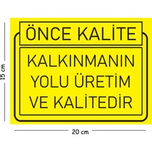 Mayeka Metal Kalkınmanın Yolu Üretim ve Kalitedir 15X20 cm Uyarı Iş Güvenliği Levhası