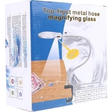 isiltikidsmoda -2.5X130 mm 5X24 mm LED Aydınlatmalı Büyüteç,masa Üstü Metal Hortum MANDALLI-MG15124-C ( Lisinya )
