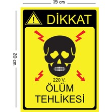 Mayeka Metal Dikkat 220 V Ölüm Tehlikesi 15X20 cm Uyarı Iş Güvenliği Levhası