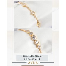 Sıralı Kalp + Sıralı Daire 2’li Kadın Bileklik Seti