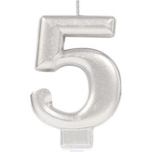 5 Rakamı Mum Gümüş Renk