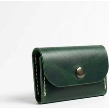 Deri Sepeti Olive Minimal Kartlık Hakiki Deri Yeşil