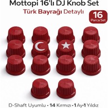 Mottopi 16’lı Knob Set Türk Bayrağı Detaylı Dj Midi Düğme Cap, Dj Kapak, Midi Düğme