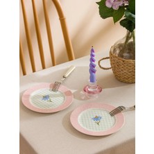 LC Waikiki Çiçek Baskılı Porselen Pasta Tabağı 2 Li  (S6)