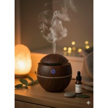 Ferro SL-001 Mantar Görünümlü Dokunmatik Tuş LED Işıklı 200ML Oda Kokusu Hava Nemlendirici Koyu Kahverengi