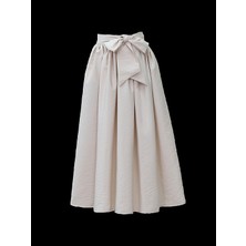 Modamorfo Piliseli Kemerli Paraşüt Etek -Bej