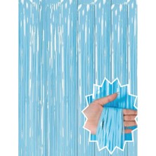 Soft Mavi Püsküllü Kapı Perdesi - Parti, Baby Shower, Sünnet Süsü, Cinsiyet Partisi 1x2 M