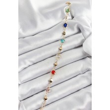 Pirinç Karışık Renk Zirkon Taşlı Gold Renk Kadın Bileklik