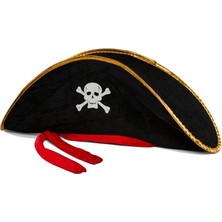Yetişkin Boy Kadife Jack Sparrow Denizci Kaptan Jack Korsan Şapkası 50X20 cm