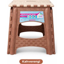 Genel Büyük Katlanır Plastik Tabure Hasır Görünümlü Taşınabilir Tabure Kahverengi