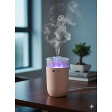 Ferro WT-007 Crystal Salt: Kristal Tuz Lambalı, 1200 Mah Bataryalı, Kablosuz Renkli Işıklı Hava Nemlendirici Pembe