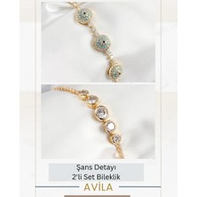 Sıralı Daire + Nazar 2’li Kadın Bileklik Seti