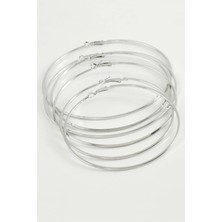 Ronanna Çizgili Ezme Metal Halka Küpe 6 Adet