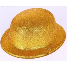 Altın Renk Yuvarlak Simli Plastik Parti Şapkası-Eminönü Toptan Ticaret