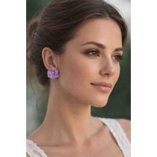 Myth Atelier El Yapımı Lila Minimal Çiçek Küpe - Sade ve Şık