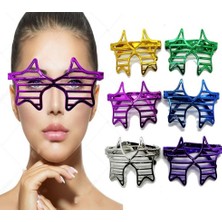 Metalize Ekstra Parlak Yıldız Panjur Parti Gözlüğü 6 Renk 6 Adet