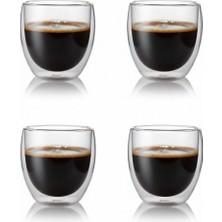 Jet's Home 4\'lü Kahve Bardağı Seti Çift Cidarlı Cappuccino Bardağı 250 ml