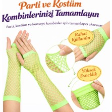 Retro Neon Yeşil File Parmaksız Eldiven 26 cm