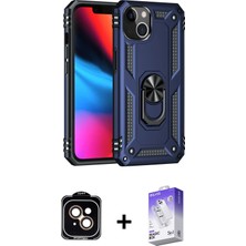 Cepte Toptan iPhone 14 Ahenk Klasik Koleksiyonu - Siyah Bilvis 5in1 3D Magic Cam Ekran Koruyucu + Turuncu Pvd Metal Kamera Lens