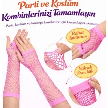 Retro Neon Pembe File Parmaksız Eldiven 26 cm