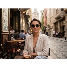 İdo Optik Vintage Octa-Leo - Geometrik Sekizgen Leopar Desenli Kadın Güneş Gözlüğü