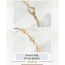 Sonsuzluk Kalp + Sıralı Kalp 2’li Kadın Bileklik Seti
