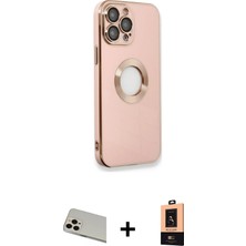Cepte Toptan iPhone 13 Pro Max Iz Form Serisi - Şeffaf Maxco Cam Ekran Koruyucu + Rose Gold Rainbow Kamera Lens Koruma Cam