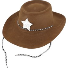 Çocuk Kovboy Şapkası Plastik Üzeri Flok Kaplama Açık Kahverengi