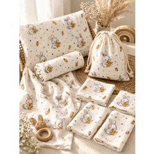More Home Bebek Müslin Bez Battaniye Set 7 Parça  Havuç Yiyen Tavşan