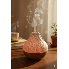 Ferro E348 Volcano Yanardağ Görünümlü USB Hava Nemlendirici Buhar Makinesi - Alev Efektli Beyaz