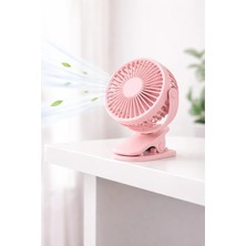 Ferro Cullera K-18 Pembe Taşınabilir Klipsli Fan Pil ile Çalışır, 3 Hızlı USB Şarj Edilebilir Mini Masa Fanı