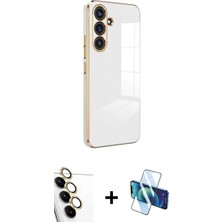 Galaxy S24 Fe Yankı Serisi - Siyah 3D Antistatik Seramik Nano Ekran Koruyucu + Sarı Raze Metal Kamera Lens