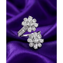Leifa Jewelry Swarovski Taşlı 925 Ayar Gümüş Çiçek Form Tasarım Yüzük