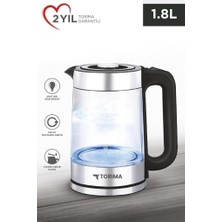 Torima TY-083-18X29A 1.8 lt Cam Ledli Kettle 1500W Su Isıtıcı Modern Tasarım ve Enerji Tasarruflu Otomatik Kapanma