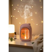 Ferro YMJ-M19 Su Içinde Yüzen Oyuncak Çift Nozullu 400ML LED Işıklı Oda Kokusu Hava Nemlendirici Pembe