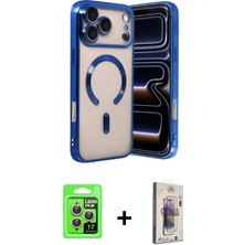 Cepte Toptan iPhone 17 Pro Nova Işık Özel Seri - Siyah Bilvis 3D Cam Ekran Koruyucu + Gümüş Raze Metal Kamera Lens