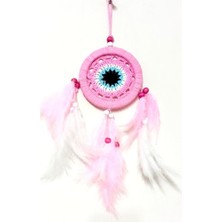 Pembe Dream Catcher Pembe ve Beyaz Kuş Tüylü Düş Kapanı El Yapımı Duvar Süsü