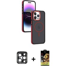 BUTİMAR'S iPhone 15 Pro Max Yörünge Klasik - Siyah Buffer Cam Ekran Koruyucu + Lacivert Pvd Metal Kamera Lens