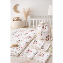 More Home %100 Pamuk Çok Amaçlı Müslin Bebek Müslin Set 6 Parça -Uğur Böceği