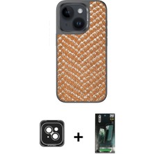iPhone 15 Vadi Özel Seri - Siyah 360 Mat Full Body Arka Koruyucu + Yeşil Pvd Metal Kamera Lens